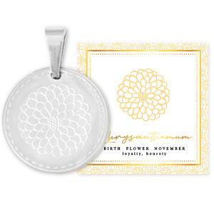 Mix & Match colgantes Acero Inox 15mm Flor de nacimiento Noviembre-Crisantemo Plateado