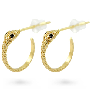 Pendientes studs zirconia serpiente Dorado-negro