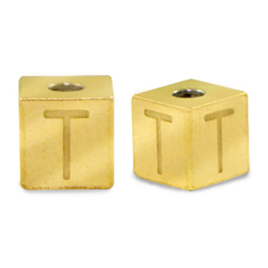Abalorios Acero Inox letra T Dorado