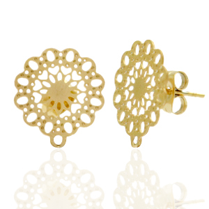 Pendientes Acero Inox flor bohemia con anilla Dorado