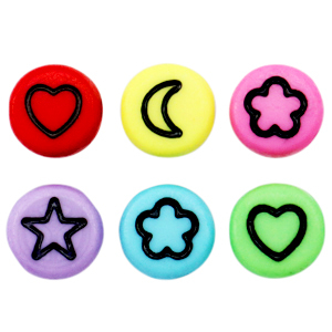 Abalorios letras acr&iacute;licas mezcla de iconos Multicolor-negro