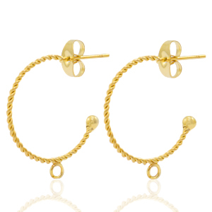 Pendientes Acero Inox criolla con anilla Dorado