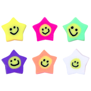 Abalorios de pol&iacute;meros estrella smiley multicolor