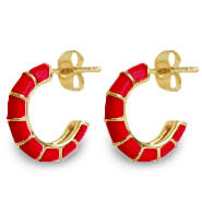 Pendientes Trendy criolla esmalte 16mm Rojo-dorado
