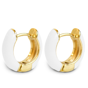 Pendientes Trendy criolla esmalte 15mm Blanco-dorado