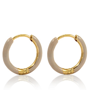 Pendientes Acero Inox criolla esmalte 17mm Beige country-dorado