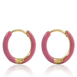 Pendientes Acero Inox criolla esmalte 14mm Rosa thulian-dorado