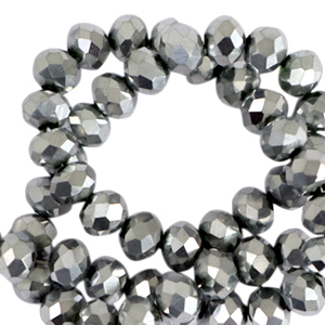 Abalorios faceteados disco 8x6 mm Plateado-revestimiento pearl shine