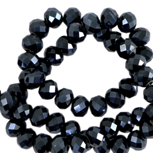Abalorios faceteados disco 6x4 mm Negro-revestimiento pearl shine