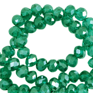 Abalorios faceteados disco 4x3mm Verde lago-revestimiento pearl shine