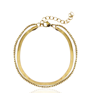 Pulseras Acero Inox serpiente 2 capas Dorado