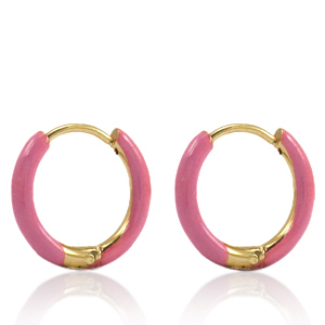 Pendientes Acero Inox criolla esmalte 14mm Rosa thulian-dorado