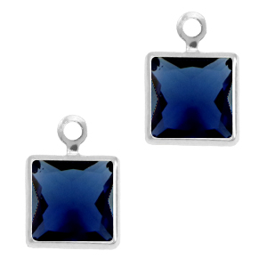Colgantes de cristal cuadrado Azul royal-plateado