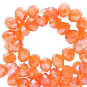 Abalorios faceteados disco 6x4mm Naranja c&aacute;lida confortante-revestimiento pearl shine
