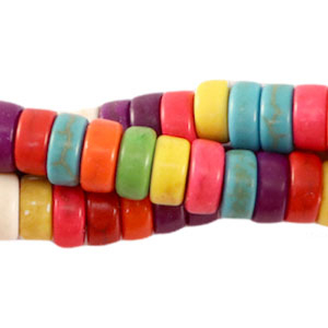 Piedras naturales howlita disco 8x3mm Multicolor