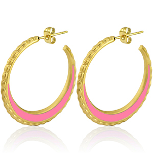 Pendientes Acero Inox criolla 30mm Dorado-rosa
