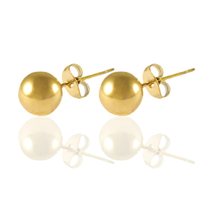 Pendientes Acero Inox 6mm Dorado
