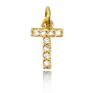 Metal TQ lat&oacute;n colgantes letra T Dorado