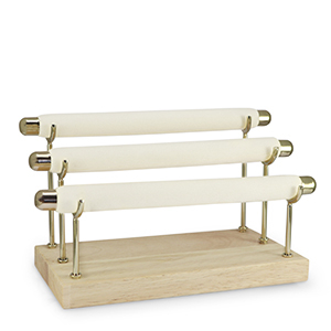 Expositor de joyer&iacute;a para anillos 3 niveles Natural-dorado