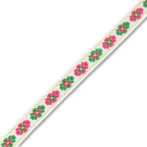 Cinta con flores Blanco-verde-rosa