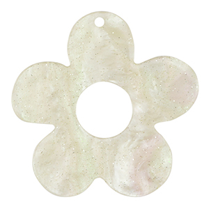 Colgantes de resina flor glitter Blanco cashmere