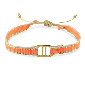 Pulseras Trendy Cinta con entrepieza Acero Inox Naranja-dorado