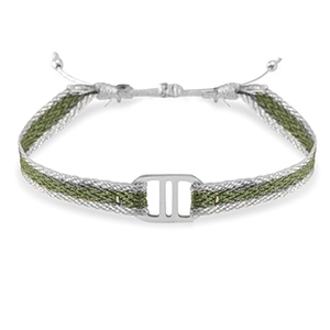Pulseras Trendy Cinta con entrepieza Acero Inox Verde-plateado