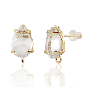 Pendientes de Cristal con anilla gota Cristal-dorado
