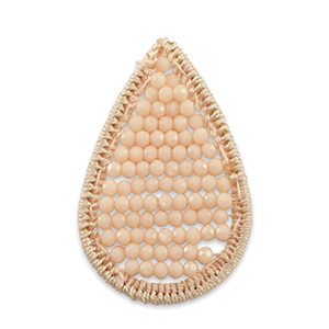 Colgantes tejido con abalorios faceteados gota Rosa melocot&oacute;n