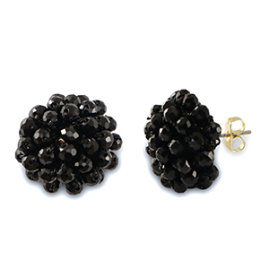 Pendientes faceteados con anilla Negro
