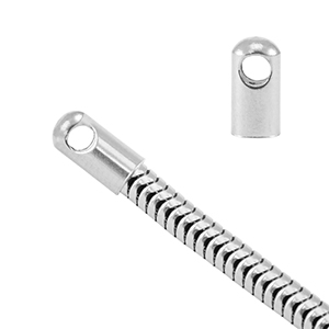 Fornituras acero inox terminal para cadena jasseron serpiente &Oslash;3.4mm Plateado
