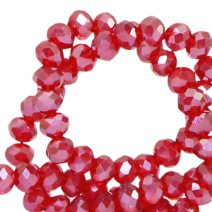 Abalorios faceteados disco 4x3mm Torte de pasas roja-revestimiento pearl shine