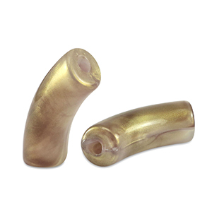 Abalorios acr&iacute;licos tubo brillante Taupe dorado