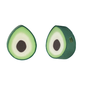 Abalorios de pol&iacute;meros aguacate verde-blanco
