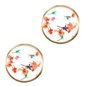 Entrepiezas con flores secas 20mm Dorado-rosa amarillo verde