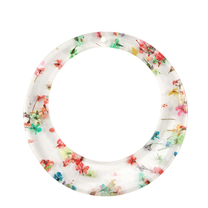 Colgantes de resina con flores secas 39mm Dorado-multicolor