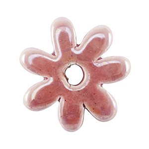 Abalorios de cer&aacute;mica griega DQ flor Rosa magenta neblina