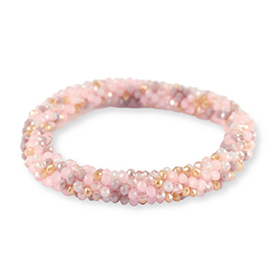 Pulsera con abalorios faceteados Multicolor beige-rosa