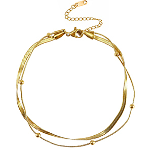 Pulseras tobillera Acero Inox doble capa Dorado