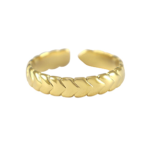 Anillos Acero Inox corazones Dorado