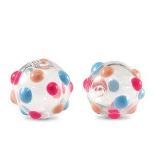 Abalorios de cristal pintados a mano 14mm Transparente-rojo azul