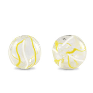 Abalorios de cristal pintados a mano 14mm Transparente-amarillo blanco