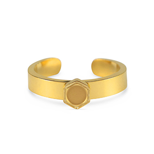 Anillo Piedra de Nacimiento con engaste de acero inoxidable para SS16 base plana Dorado