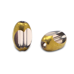 Abalorios de cristal ovalados faceteados Berenjena p&uacute;rpura claro transparente-dorado