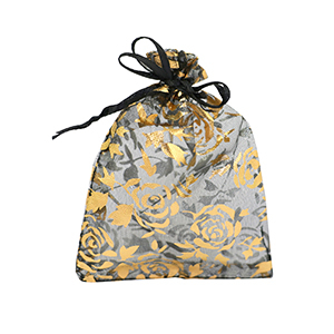 Bolso de organza 7x9cm rosa Negro-dorado