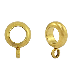 Abalorios Acero Inox disco con anilla Dorado