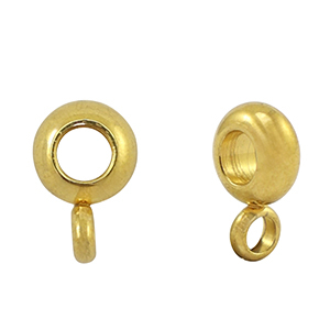 Abalorios Acero Inox disco con anilla Dorado