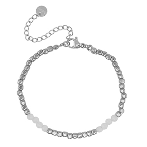 Pulseras Acero Inox Plateado-Blanco