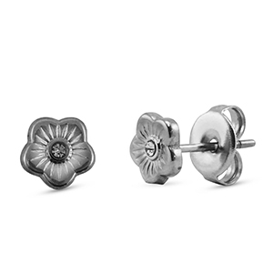 Pendientes Acero Inox flor Plateado