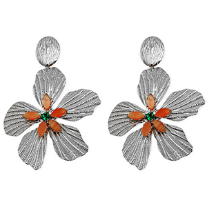 Pendientes Acero Inox flor Plateado